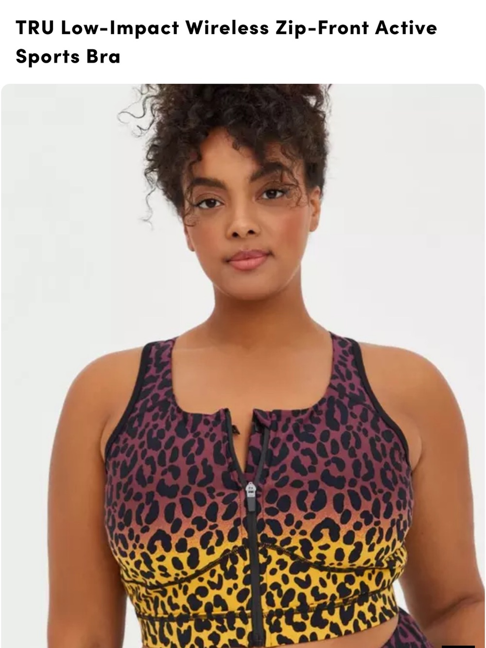 torrid Purple and Yellow Leopard Zip-Front Low-Impact Sports Bra